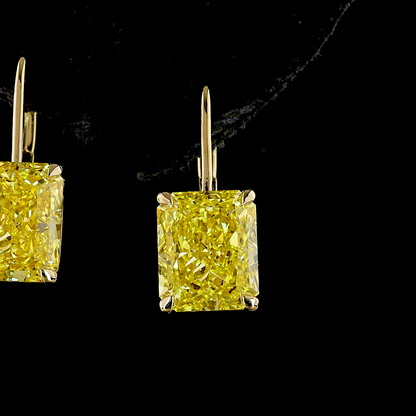 8.20 CTTW Radiant Lab Grown Diamond Hanging Earring Size 20.5 (FV.YL Color and VS1 Clarity)