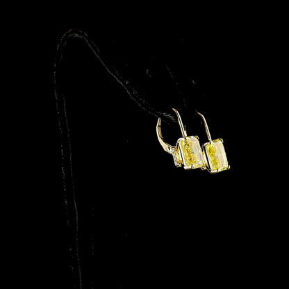 8.20 CTTW Radiant Lab Grown Diamond Hanging Earring Size 20.5 (FV.YL Color and VS1 Clarity)