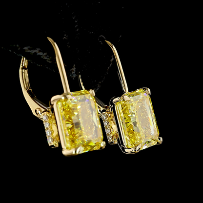 8.20 CTTW Radiant Lab Grown Diamond Hanging Earring Size 20.5 (FV.YL Color and VS1 Clarity)