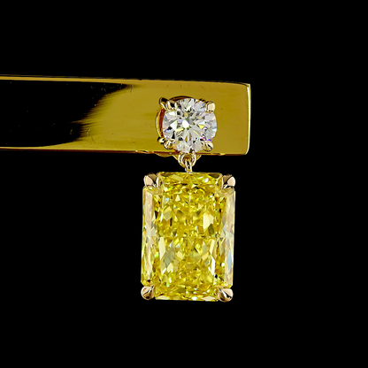 10.87 CTTW Radiant Lab Grown Diamond Hanging Earring Size 17.3 (FV.YL Color and VS1 Clarity)