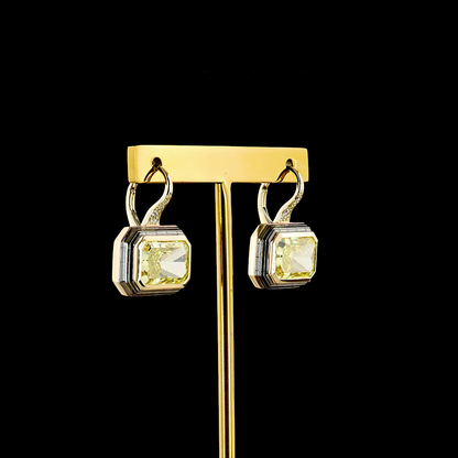 9.16 CTTW Radiant Lab Grown Diamond Hanging Earring Size 22 (FV.YL Color and VS1 Clarity)
