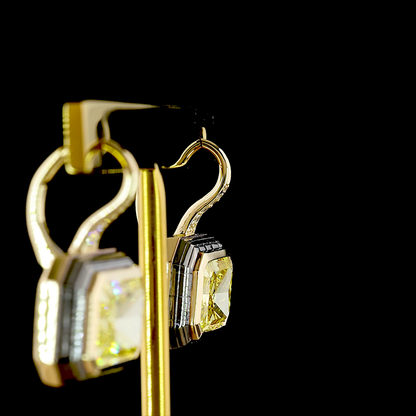 9.16 CTTW Radiant Lab Grown Diamond Hanging Earring Size 22 (FV.YL Color and VS1 Clarity)