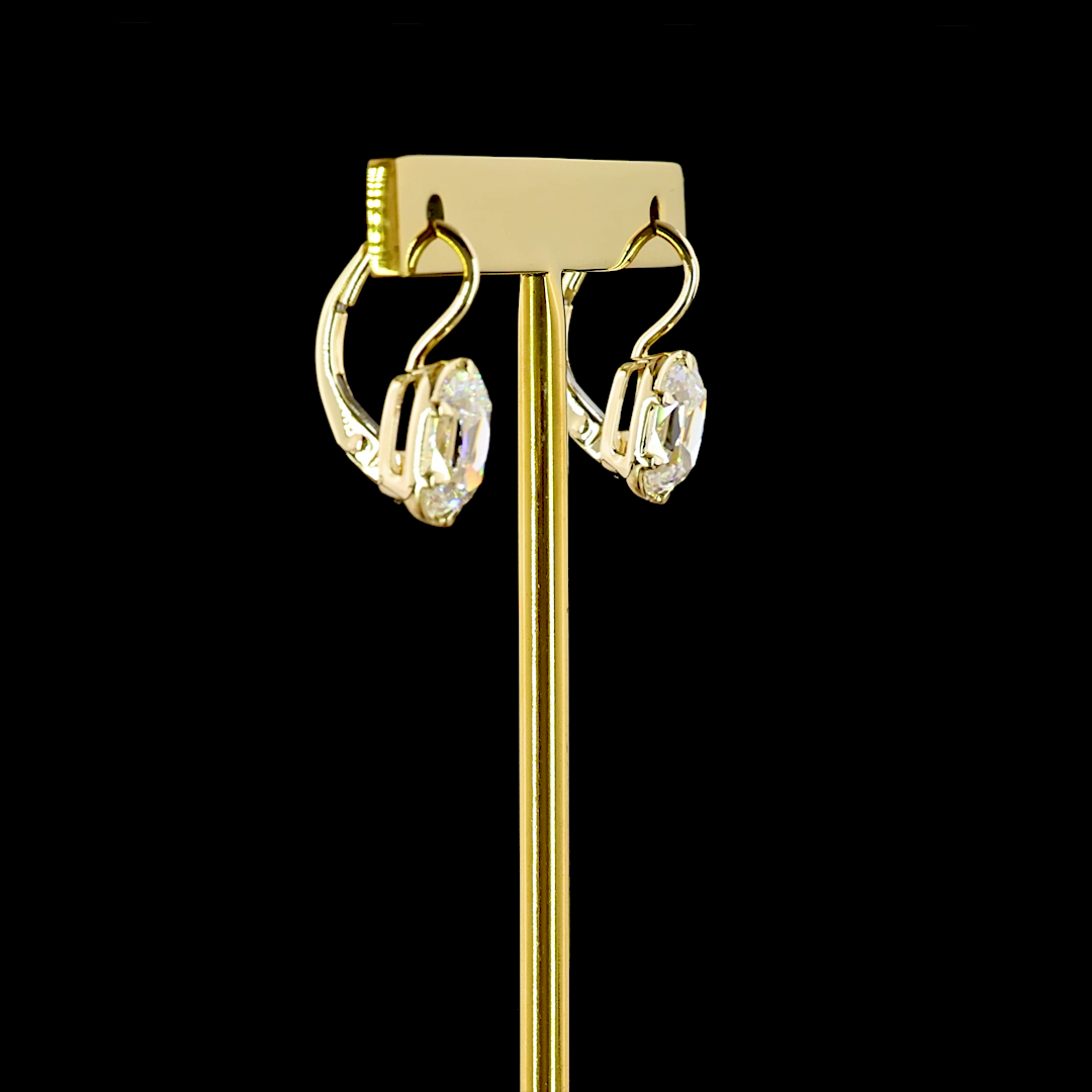 3.15 CTTW Antique Cushion Lab Grown Diamond Hanging Earring Size 15.8 (D Color and VVS2 Clarity)