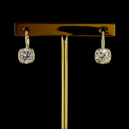 3.04 CTTW Square Cushion Brilliant Lab Grown Diamond Hanging Earring Size 15.86 (E Color and VS1 Clarity)
