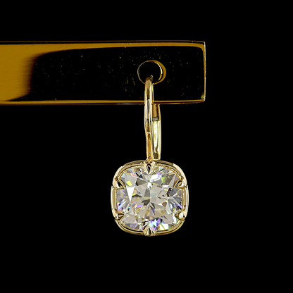 3.04 CTTW Square Cushion Brilliant Lab Grown Diamond Hanging Earring Size 15.86 (E Color and VS1 Clarity)