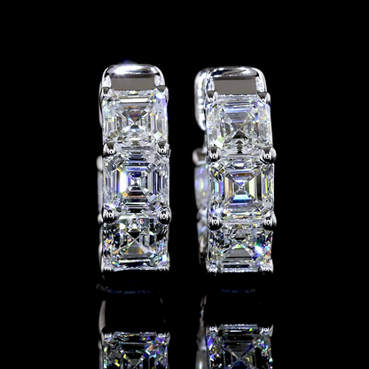 3.21 CTTW Asscher Lab Grown Diamond Huggies Earring 14.75mm (E Color and VS1 Clarity)