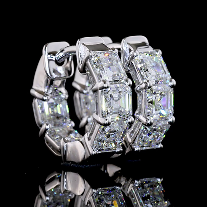 3.21 CTTW Asscher Lab Grown Diamond Huggies Earring 14.75mm (E Color and VS1 Clarity)