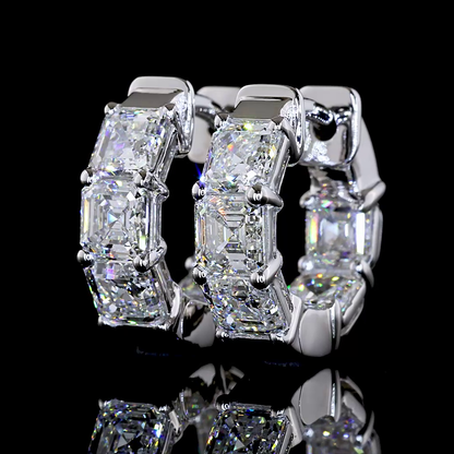 3.21 CTTW Asscher Lab Grown Diamond Huggies Earring 14.75mm (E Color and VS1 Clarity)