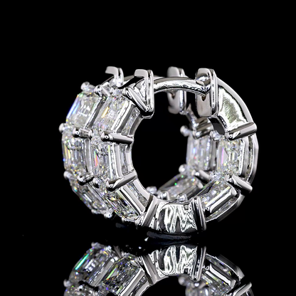 3.13 CTTW Asscher Lab Grown Diamond Huggies Earring 14.08mm (E Color and VS1 Clarity)