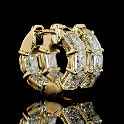 3.08 CTTW Asscher Lab Grown Diamond Huggies Earring 14.08mm (E Color and VS1 Clarity)