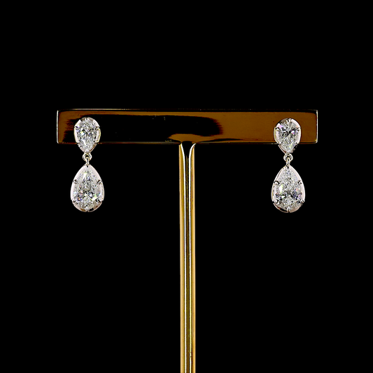 2.24 CTTW Pear Lab Grown Diamond Hanging Earring Size 17.75 (E Color and VS1 Clarity)