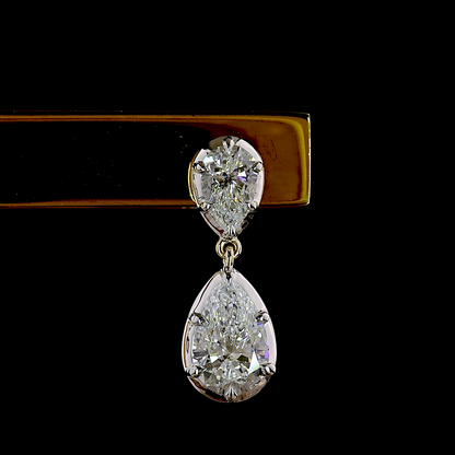 2.24 CTTW Pear Lab Grown Diamond Hanging Earring Size 17.75 (E Color and VS1 Clarity)