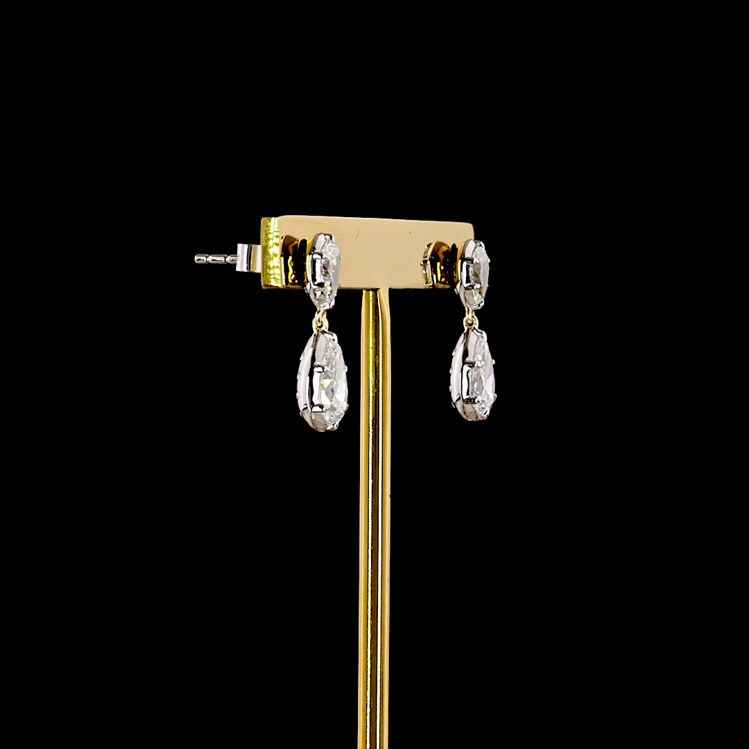 2.24 CTTW Pear Lab Grown Diamond Hanging Earring Size 17.75 (E Color and VS1 Clarity)