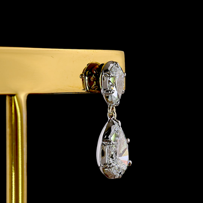 2.24 CTTW Pear Lab Grown Diamond Hanging Earring Size 17.75 (E Color and VS1 Clarity)