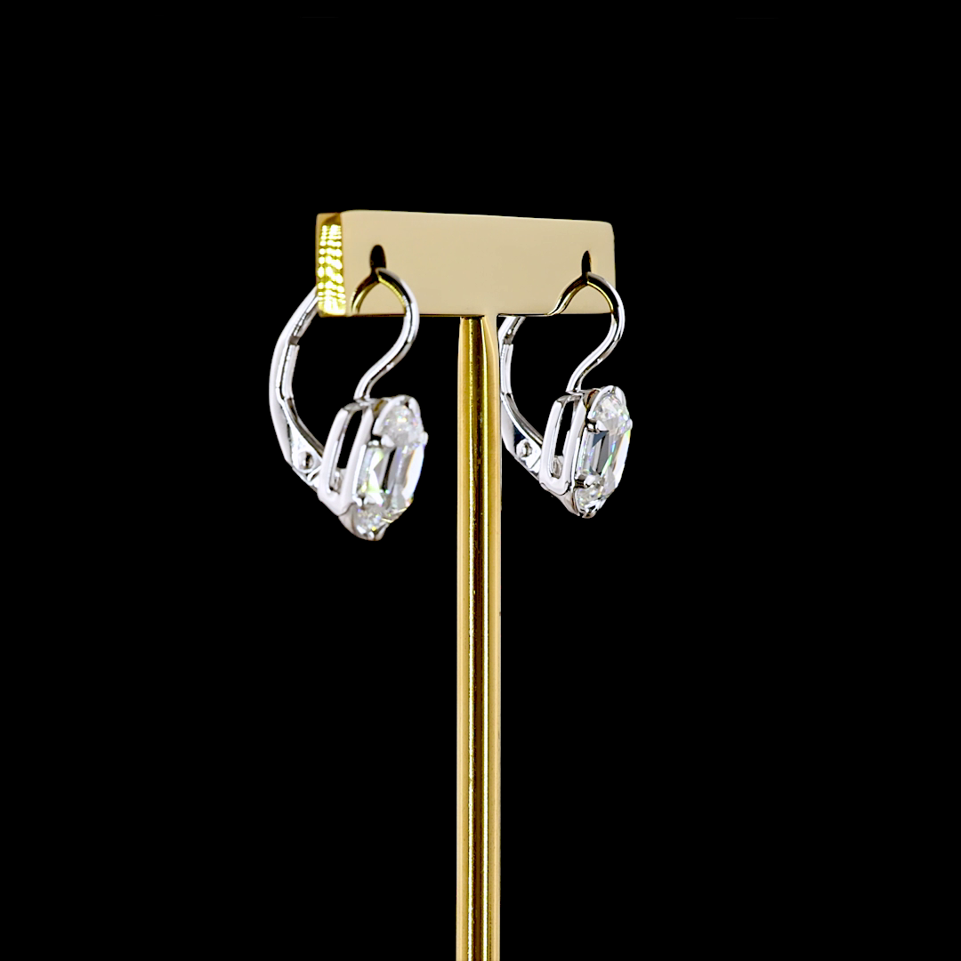 3.08 CTTW Antique Cushion Lab Grown Diamond Hanging Earring Size 15.8 (E Color and VS1 Clarity)