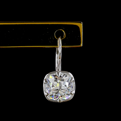 3.04 CTTW Square Cushion Brilliant Lab Grown Diamond Hanging Earring Size 15.86 (D Color and VVS2 Clarity)