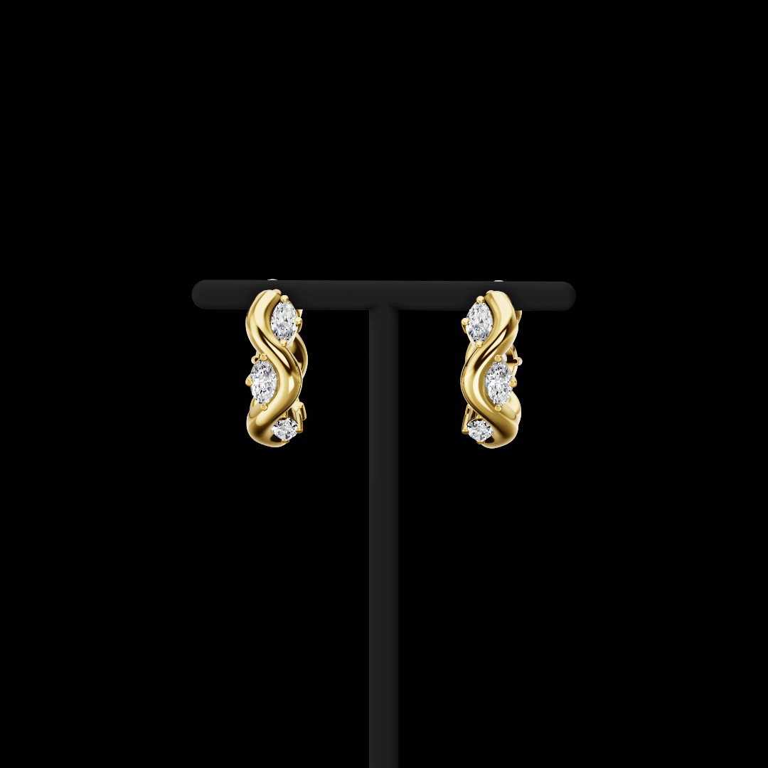0.75 CTTW Marquise Lab Grown Diamond Huggies Earring 13.52mm (E Color and VS1 Clarity)