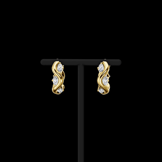 0.75 CTTW Marquise Lab Grown Diamond Huggies Earring 13.52mm (E Color and VS1 Clarity)