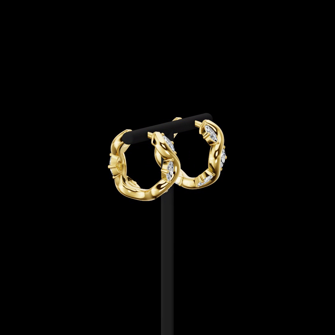 0.75 CTTW Marquise Lab Grown Diamond Huggies Earring 13.52mm (E Color and VS1 Clarity)