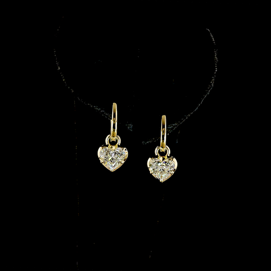 2.07 CTTW Heart Lab Grown Diamond Hanging Earring Size 19.25 (E Color and VS1 Clarity)