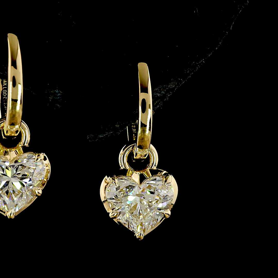2.07 CTTW Heart Lab Grown Diamond Hanging Earring Size 19.25 (E Color and VS1 Clarity)