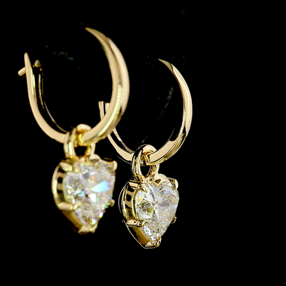 2.07 CTTW Heart Lab Grown Diamond Hanging Earring Size 19.25 (E Color and VS1 Clarity)