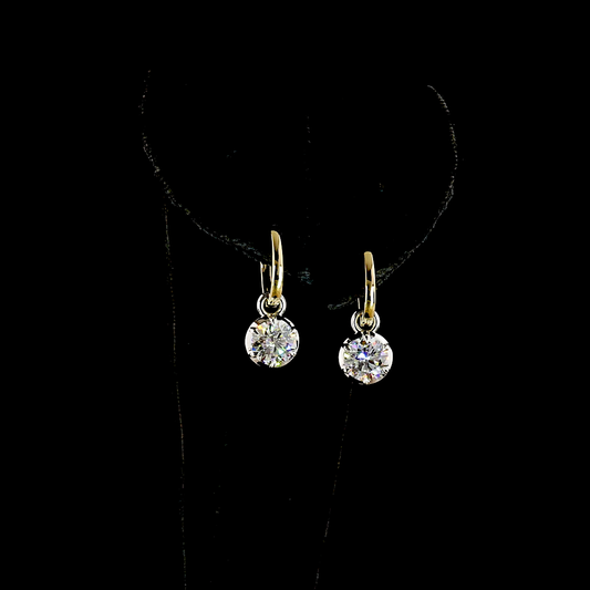 2.01 CTTW Round Lab Grown Diamond Hanging Earring Size 19.25 (E Color and VS1 Clarity)
