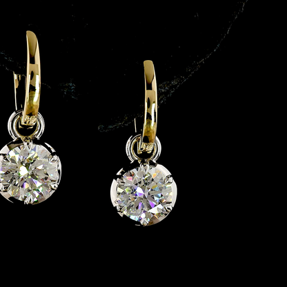 2.01 CTTW Round Lab Grown Diamond Hanging Earring Size 19.25 (E Color and VS1 Clarity)