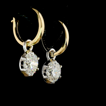2.01 CTTW Round Lab Grown Diamond Hanging Earring Size 19.25 (E Color and VS1 Clarity)