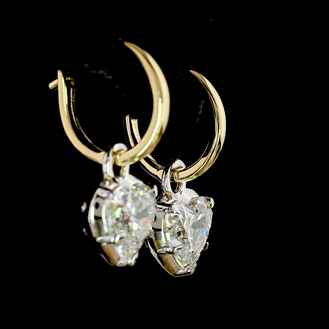 3.09 CTTW Heart Lab Grown Diamond Hanging Earring Size 20 (E Color and VS1 Clarity)