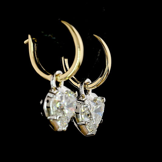 3.09 CTTW Heart Lab Grown Diamond Hanging Earring Size 20 (E Color and VS1 Clarity)