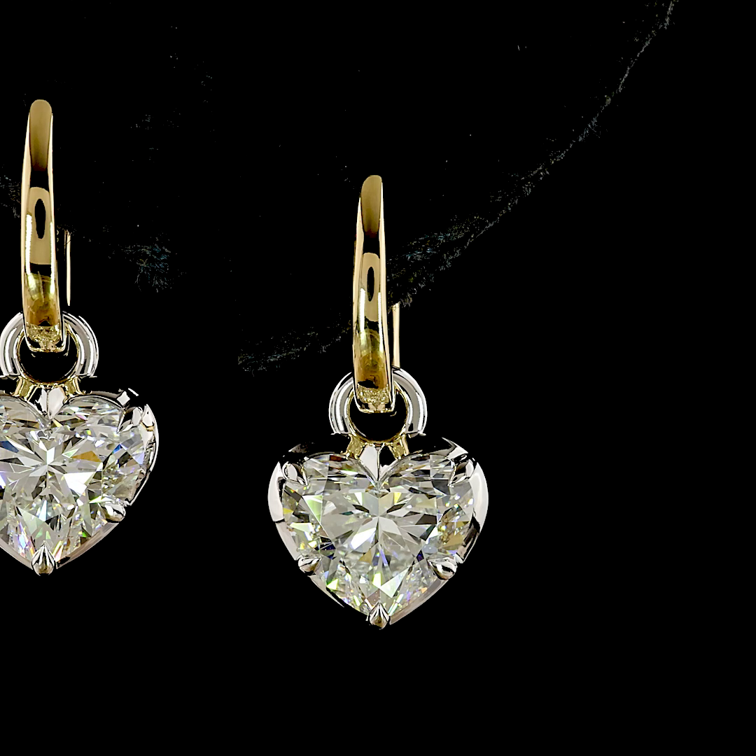 3.09 CTTW Heart Lab Grown Diamond Hanging Earring Size 20 (E Color and VS1 Clarity)