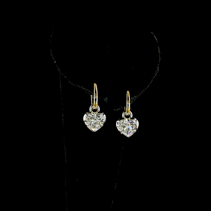 3.09 CTTW Heart Lab Grown Diamond Hanging Earring Size 20 (E Color and VS1 Clarity)