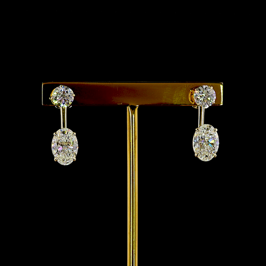5.07 CTTW Oval Lab Grown Diamond Hanging Earring Size 20 (F Color and VS1 Clarity)