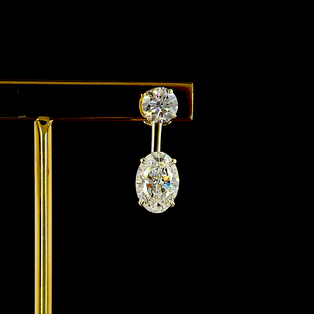 5.07 CTTW Oval Lab Grown Diamond Hanging Earring Size 20 (F Color and VS1 Clarity)