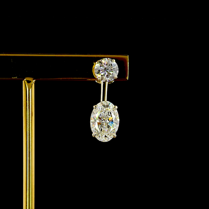 5.07 CTTW Oval Lab Grown Diamond Hanging Earring Size 20 (F Color and VS1 Clarity)