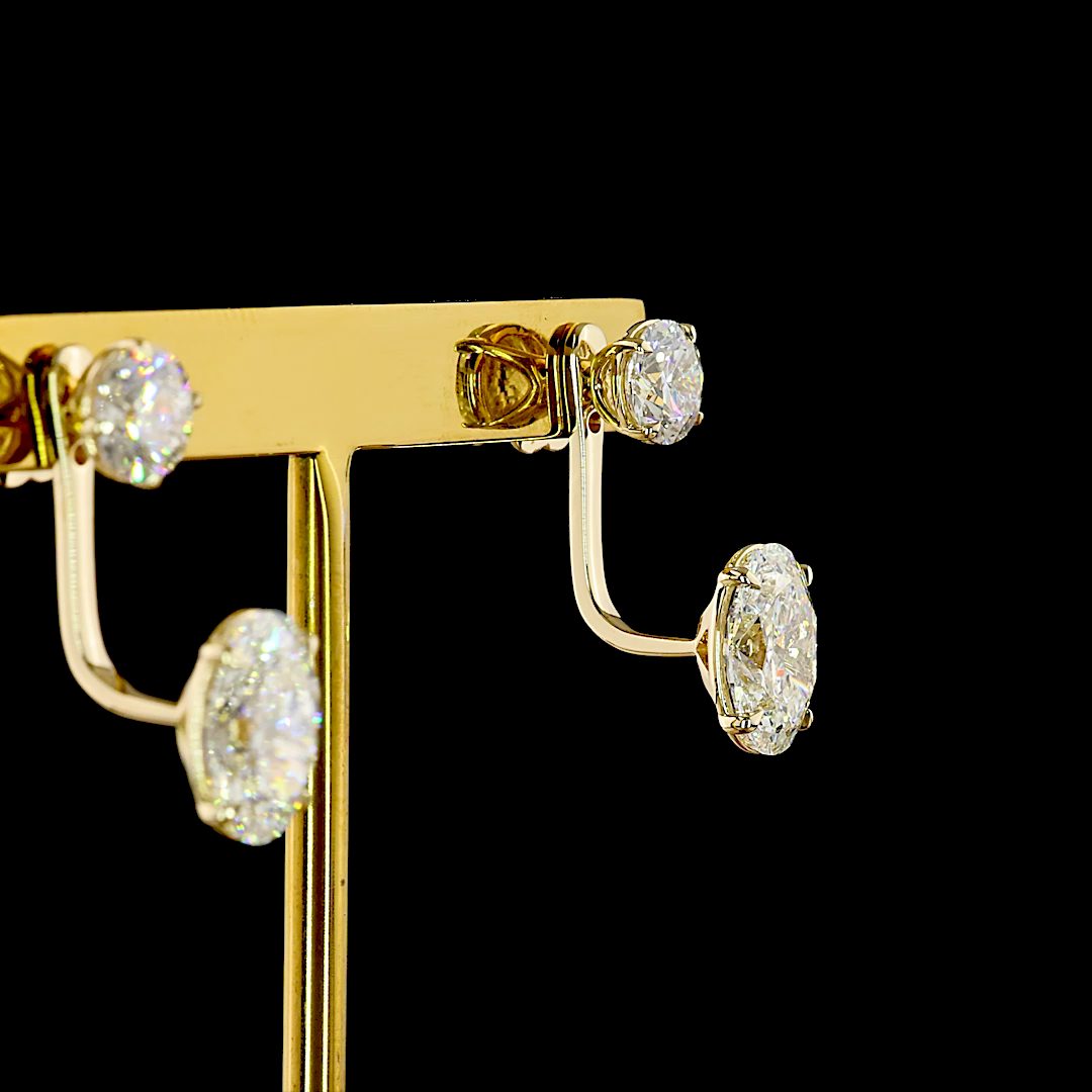 5.07 CTTW Oval Lab Grown Diamond Hanging Earring Size 20 (F Color and VS1 Clarity)