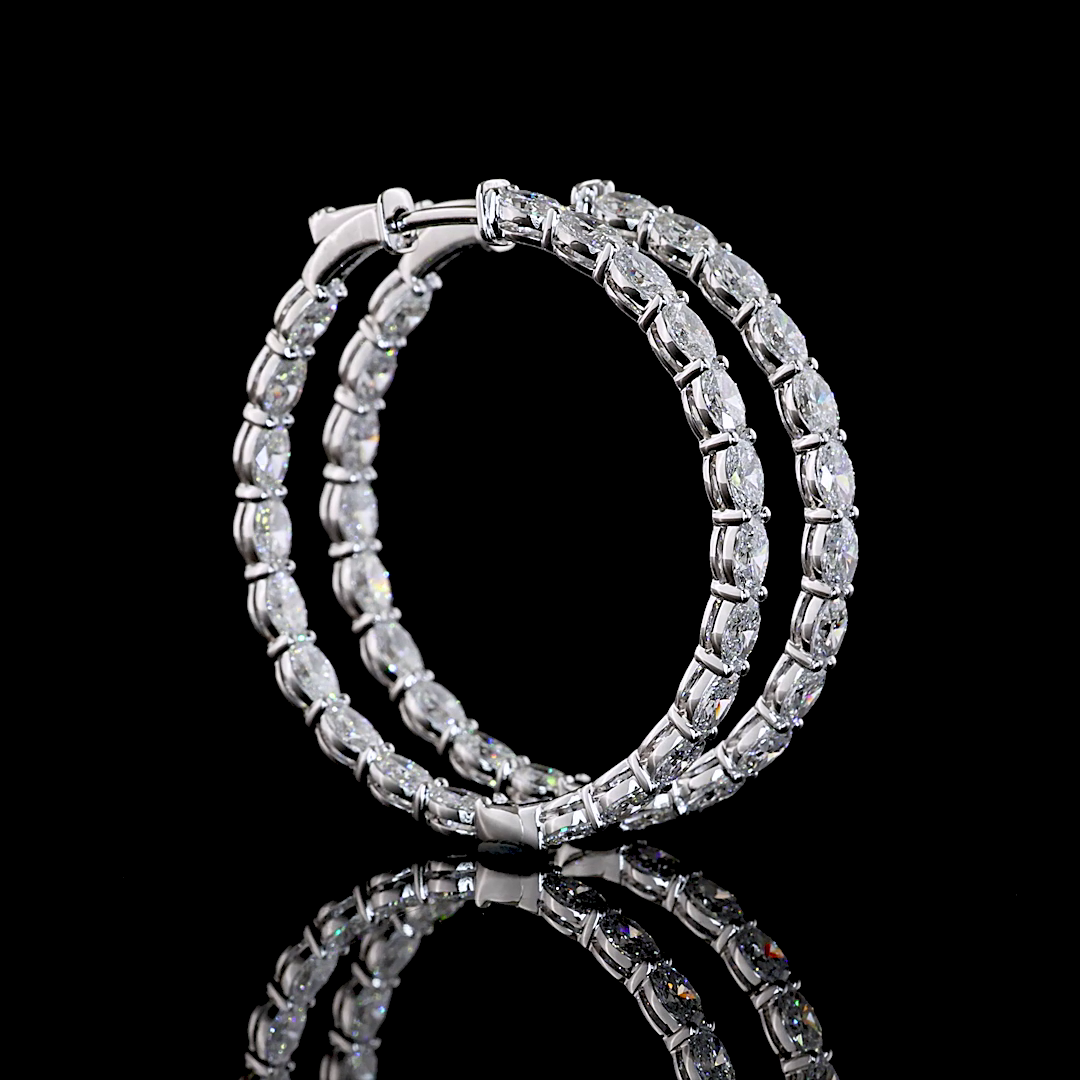 5.00 CTTW Oval Lab Grown Diamond Hoops Earring 34.67mm (F Color and VS1 Clarity)