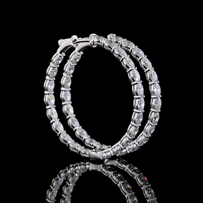 5.00 CTTW Oval Lab Grown Diamond Hoops Earring 34.67mm (F Color and VS1 Clarity)