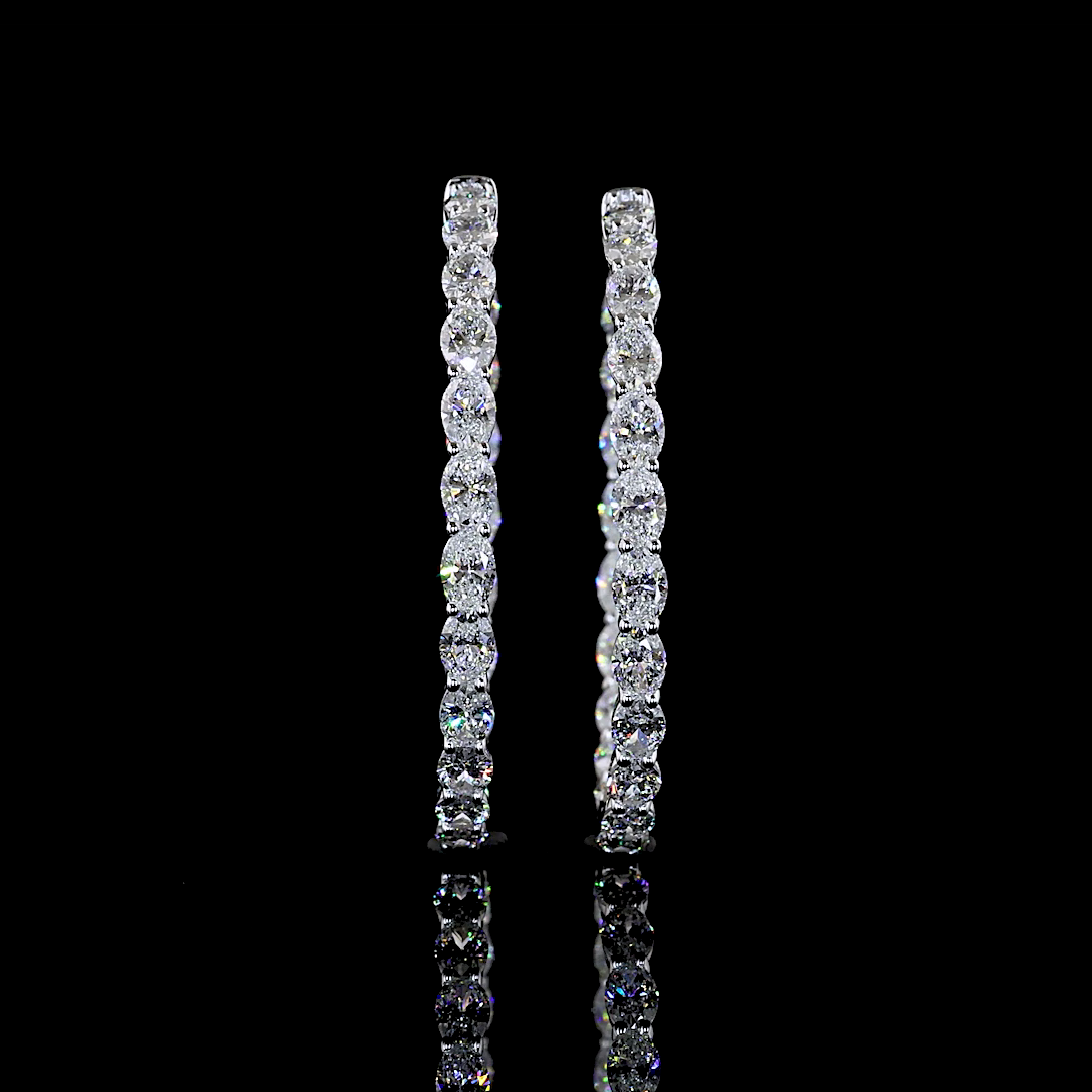 5.00 CTTW Oval Lab Grown Diamond Hoops Earring 34.67mm (F Color and VS1 Clarity)