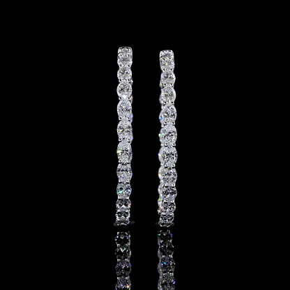 5.00 CTTW Oval Lab Grown Diamond Hoops Earring 34.67mm (F Color and VS1 Clarity)