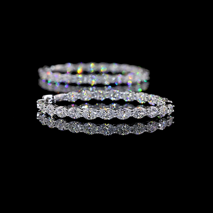 5.00 CTTW Oval Lab Grown Diamond Hoops Earring 34.67mm (F Color and VS1 Clarity)
