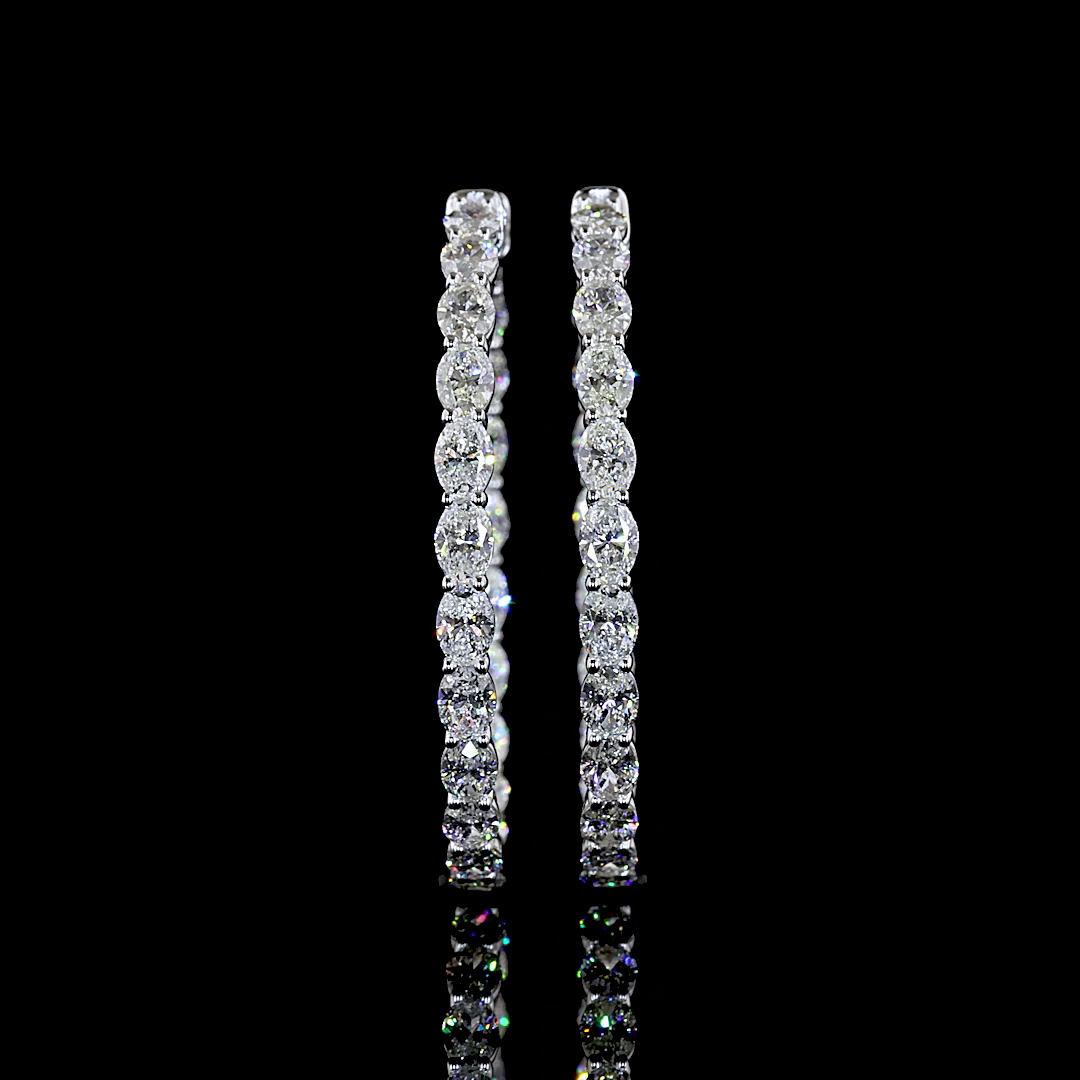 5.15 CTTW Oval Lab Grown Diamond Hoops Earring 34.67mm (E Color and VS1 Clarity)