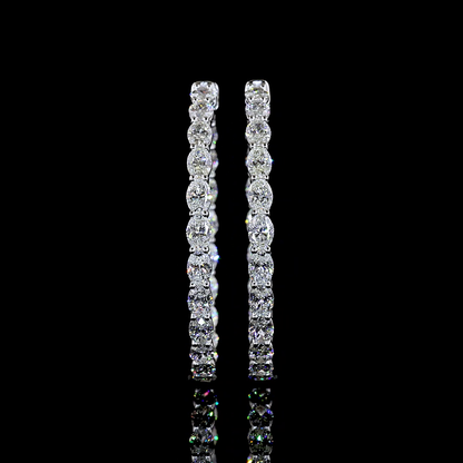 5.15 CTTW Oval Lab Grown Diamond Hoops Earring 34.67mm (E Color and VS1 Clarity)