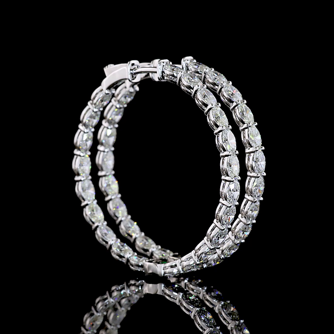 5.15 CTTW Oval Lab Grown Diamond Hoops Earring 34.67mm (E Color and VS1 Clarity)