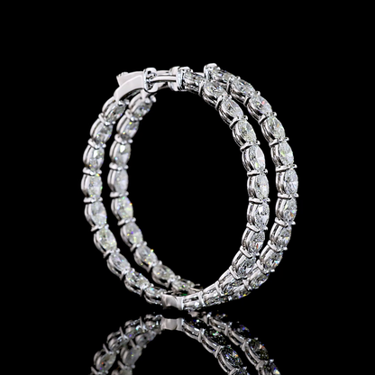 5.15 CTTW Oval Lab Grown Diamond Hoops Earring 34.67mm (E Color and VS1 Clarity)