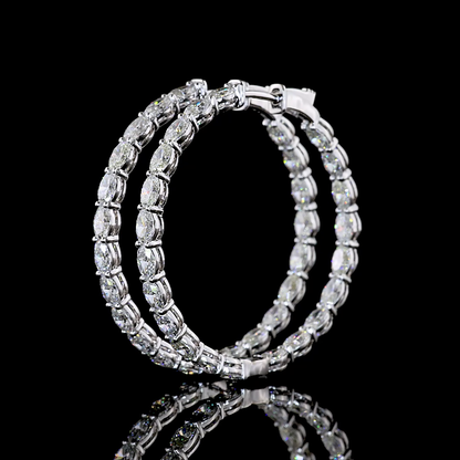 5.15 CTTW Oval Lab Grown Diamond Hoops Earring 34.67mm (E Color and VS1 Clarity)