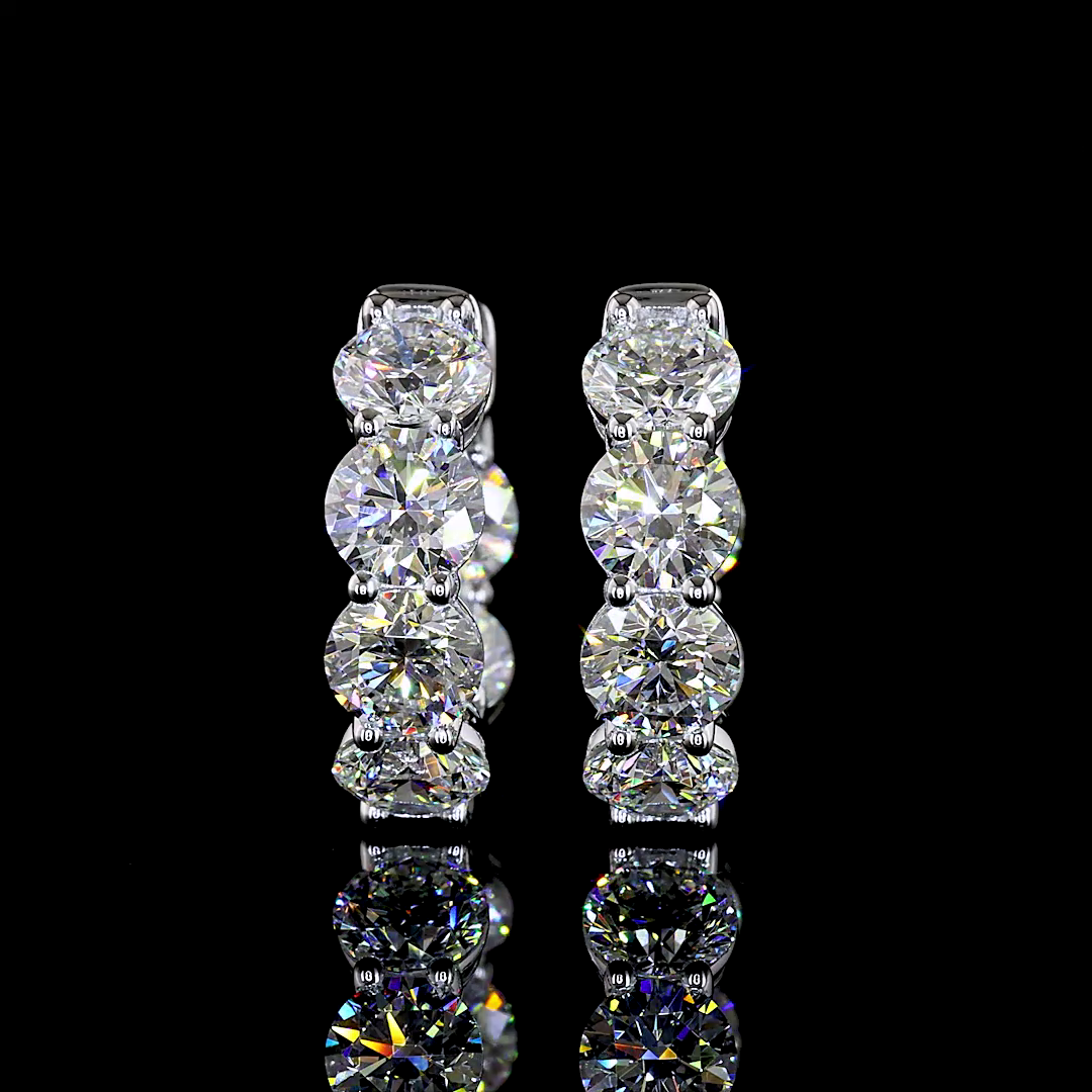 5.12 CTTW Round Lab Grown Diamond Huggies Earring 16.53mm (E Color and VS1 Clarity)