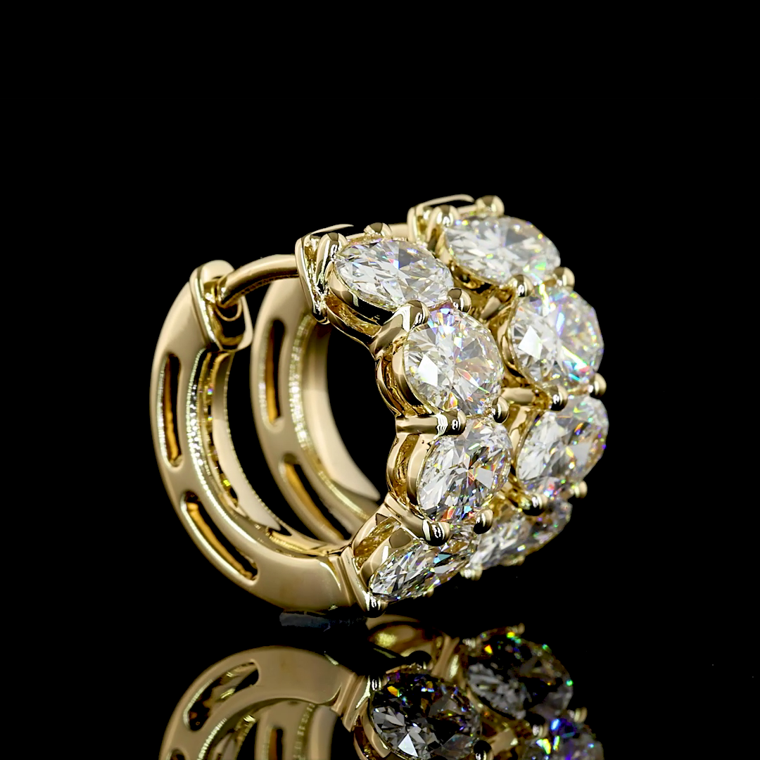 3.08 CTTW Oval Lab Grown Diamond Huggies Earring (E Color and VS1 Clarity)