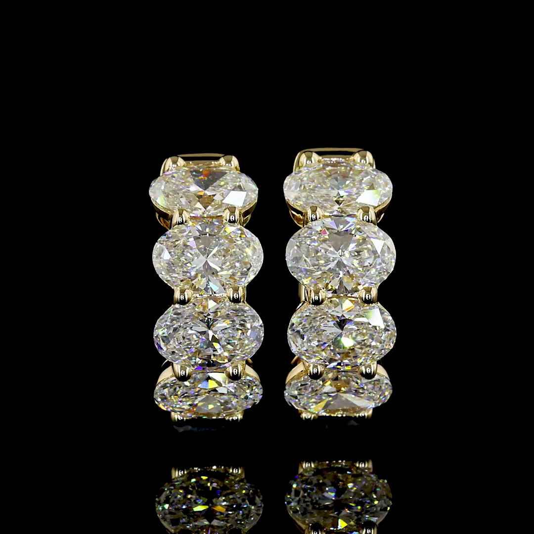 3.08 CTTW Oval Lab Grown Diamond Huggies Earring (E Color and VS1 Clarity)
